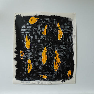 Insects 'Black' Decollage on Heavy Drawing Paper (signed)