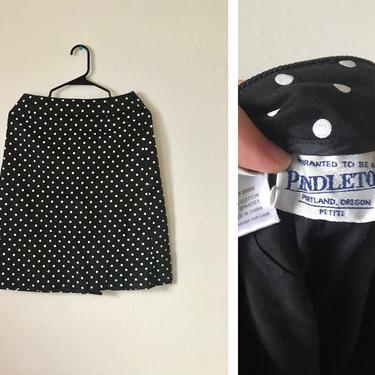 Vintage Pendleton polka dot black pencil skirt size medium 