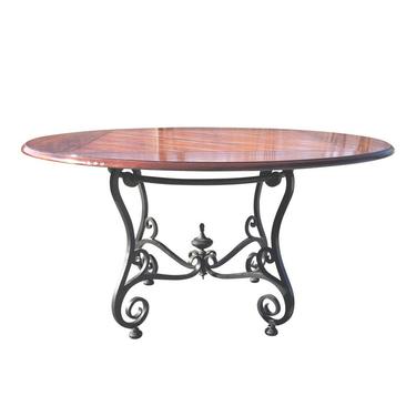 Rustic Iron and Wood Round Dining Table 
