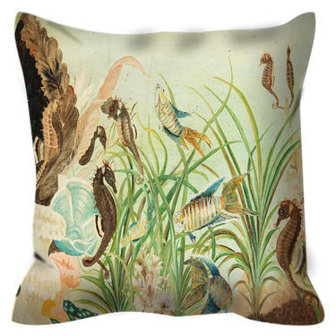 Fish Sea Horse Outdoor Pillow ~ &quot;Under The Sea&quot; Throw Pillow ~ Art Fish Pillow ~ Fish Print ~ Bathroom Décor ~ Seahorse Fish Art Pillow 