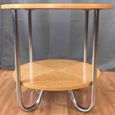 Wolfgang Hoffmann for Royal-Chrome Two-Tier Maple Side Table