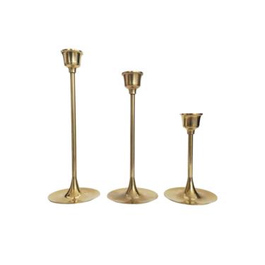 Vintage Solid Brass Candlesticks / Minimalist Brass Candlestick Holder / Graduated Set of Brass Votive Candle Holder / Brass Candlestick Set 