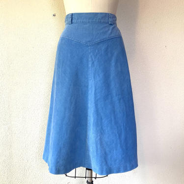 1970s Sky blue corduroy a-line skirt 