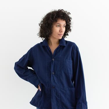 Vintage True Blue Overdye Flannel Chore Shirt Jacket | Dark Blue Cotton Blazer | M L | 