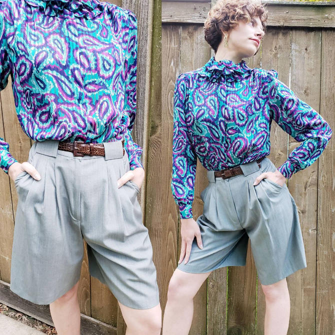 Vintage Max Mara Gray Dress Shorts Designer High Waisted Shorts Pleated Fronts Tailored Structured Deadstock From Rarejule Vintage Of Chicago Il Attic Vintage Max Mara Gray Dress Shorts Designer High Waisted Shorts Pleated Fronts Tailored Structured Deadstock From Rarejule Vintage Of Chicago Il Attic