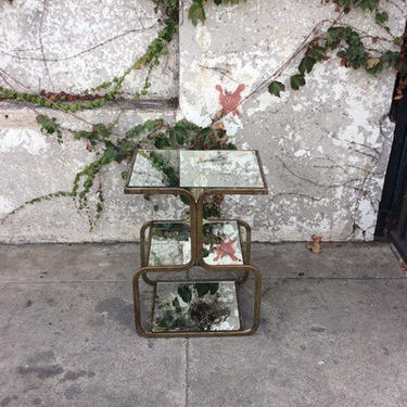 Gold Mirror Side Table/ Shelf Plant Stand,