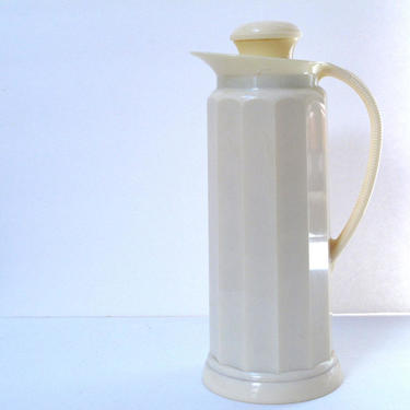 Thermos Brand Bakelite Coffee Carafe Insulated Server Thermos Coffee Flask Brunch French Ivory Yellow Art Deco Mid Century French Country 