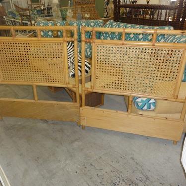 Pair of Twin Rattan &amp; Cane Headboards