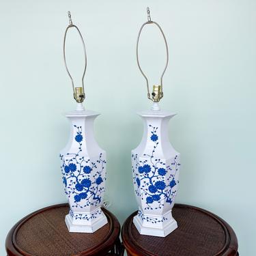 Pair of Blue Floral Icing Lamps