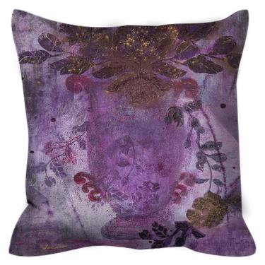 Outdoor Pillow Trailing Floral Purple Flowers ~ Original Floral Art ~ Boho Chic Style Decorative Pillows ~ Floral Print Outdoor Pillow 