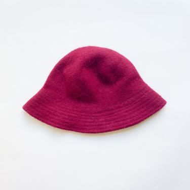 1990s Burgundy Angora Bucket Hat 
