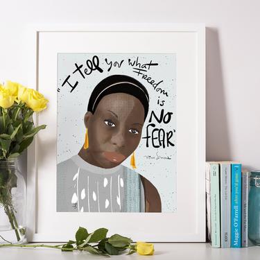 Nina Simone portrait Art print cubicle decor 