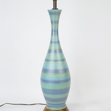 Teal and Gold Striped Ceramic Lamp