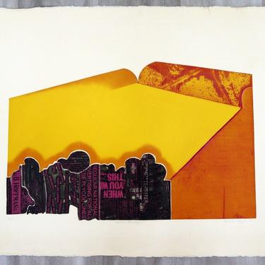 Francis Myers Orange Cityscsape 1966 Mid Century Modern Serigraph Unframed 