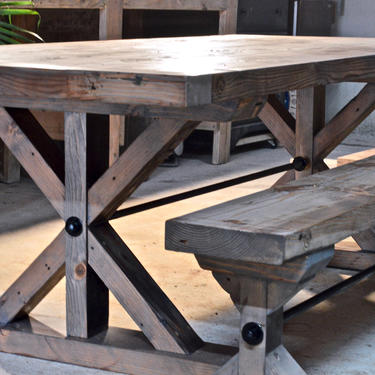 Reclaimed Wood Trestle Table  (w/ Optional Bench) 