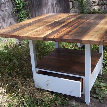 Reclaimed Wood Kitchen Table with Storage Base 