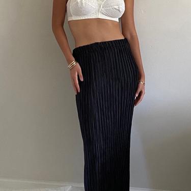 80s fortuny pleats plisse maxi skirt / vintage George F Couture black micro pleats plisse cocktail evening hostess maxi skirt | M 