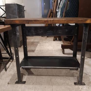 Vintage industrial factory table by the Pollard Co in Chicago 