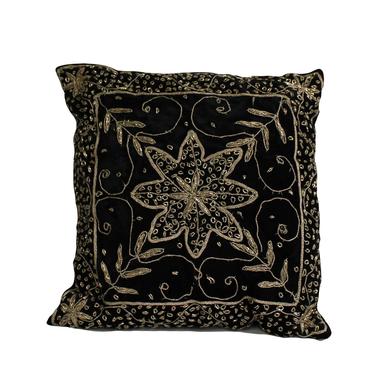 A17 Black Square Shape Beads Thread Pattern Fabric Couch Sofa Cushion ws643E 
