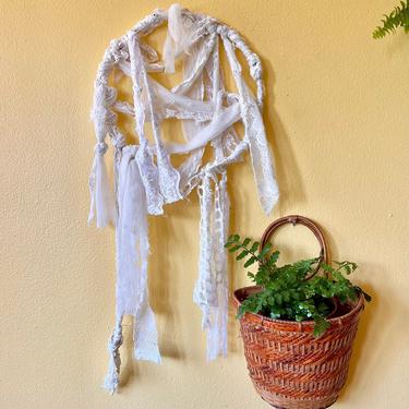 Upcycled Ribbon Wall Hanging Recycled Art Rustic Wedding Decor 