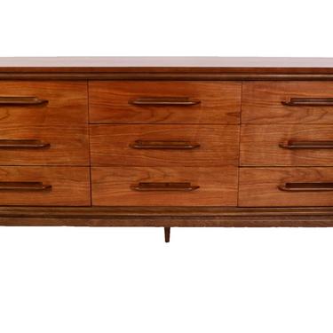 Walnut Long Chest Bassett Furniture The Impact Collection Bedroom Set Mid Century Modern ON HOLD 