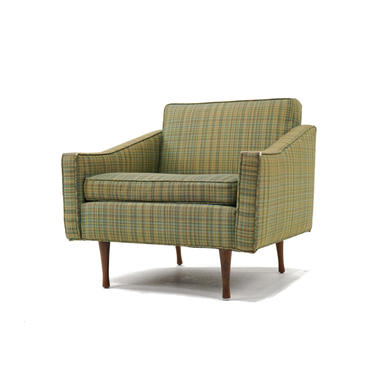 Globe Furniture Green Check Upholstered Lounge Chair 