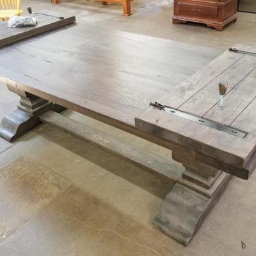 Restoration Hardware Salvaged Wood Trestle Restangular Extension DIning Table in Salgave Grey