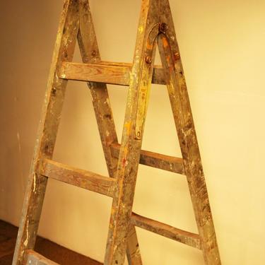 11295 Vintage Scandinavian Painted Work Ladder, circa 1930