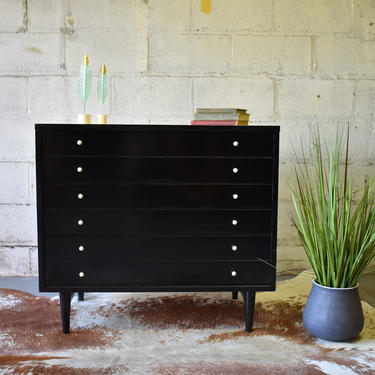 Mid Century Modern EBONIZED Black Lacquer DRESSER by American of Martinsville 