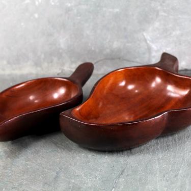 Vintage Mid-Century Carved Wooden Bowls - Leaf Shaped Wood Bowls - Mid-Century - Rustic Modern  | FREE SHIPPING 