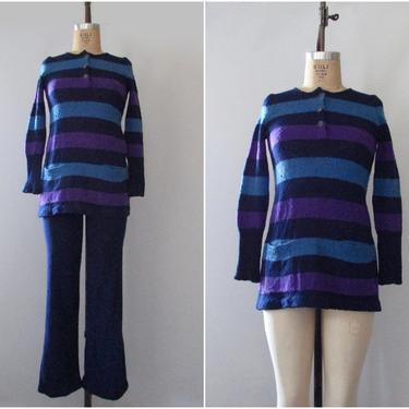 ROSALIND YEHUDA Vintage 60s Knit Top &amp; Pant Set | 1960s London Designer Sweater Set 2 Piece | Mod Swinging Sixties, British Designer | Small 