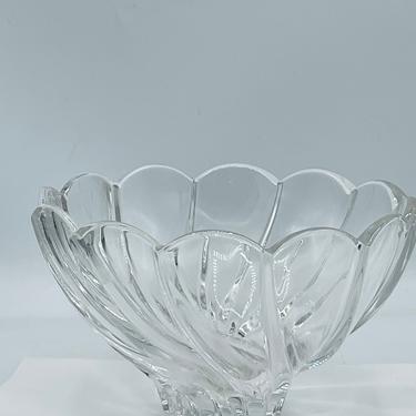 Vintage Spiral Crystal Art Glass Bowl- Signed 7.5&quot; X 4.5&quot; 