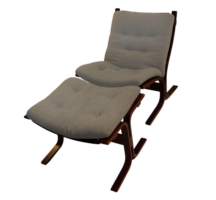 Mid Century Westnofa Siesta Rosewood Lounge Chair Ottoman 