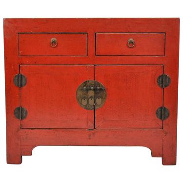 Antique Chinese Red Lacquer Cabinet 