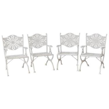 Set of Four Neoclassical Aluminum Garden Patio Chairs by ErinLaneEstate