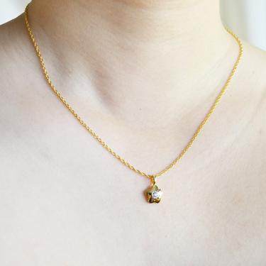 gold dainty flower charm necklace, dainty gold floral necklace, dainty gold necklace, tiny flower charm necklace, flower pendent necklace 