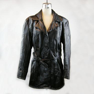 Patched leather jacket- black