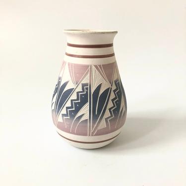 Vintage Carved Southwestern Pottery Vase 
