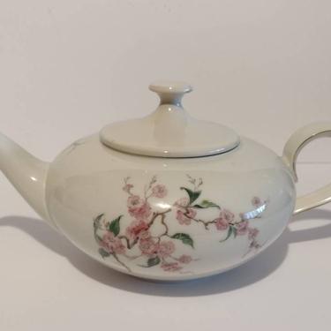 Vintage H &amp; C Selb Heinrich Anmut Handpainted Porcelain Cherry Blossom Teapot Bavaria Germany 
