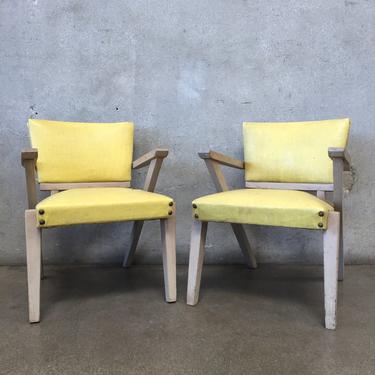 Pair of Mid Century Yellow Vinyl Children's Chairs