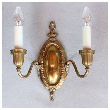 A5015 Antique 1900's-1920's Bradley and Hubbard Set of 4 Oval Back Brass Wall Sconces 