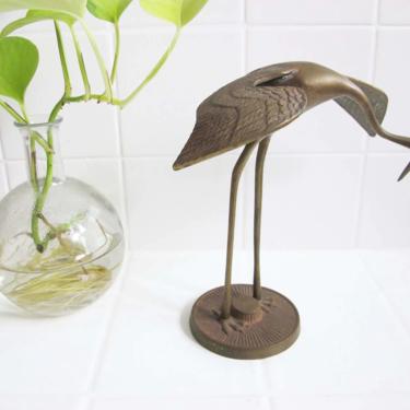 Vintage Brass Crane Bird Figurines - Brass Heron Bird Statue - Brass Animals - Bohemian Hollywood Regency Decor 