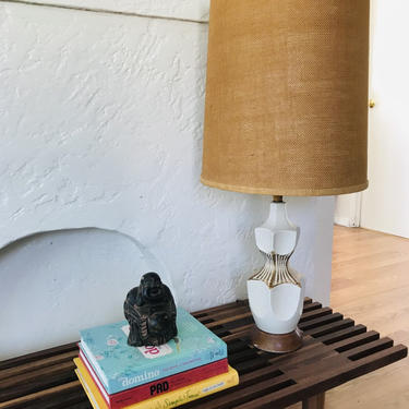 MID CENTURY MODERN Petite Table Lamp with Burlap Shade #LosAngeles 
