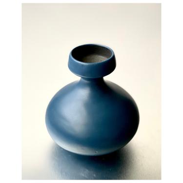 Miniature Indigo Blue Ceramic Bud Vase - Dark Teal Blue Mini Vase by Sara Paloma .  Minimalist Modern Ceramic Design . living room decor 