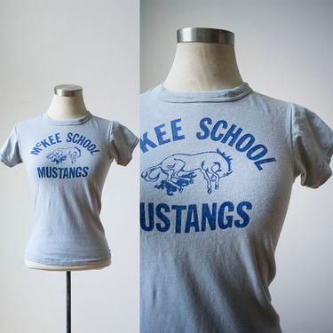 Vintage 1970s Tshirt / Vintage Athletics Tee / McKee School Mustangs / Vintage Athletic Tshirt 