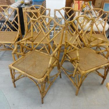 6 Restored Italian Rattan Chippendale Chairs