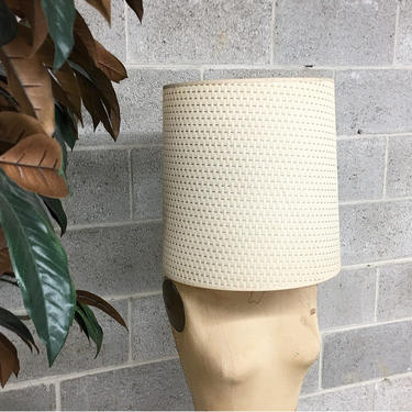 Vintage Lamp Shade Retro 1960s Mid Century Modern + Barrel Shaped + Woven Textured + Beige + Off White Color + Lighting + MCM Home Decor 