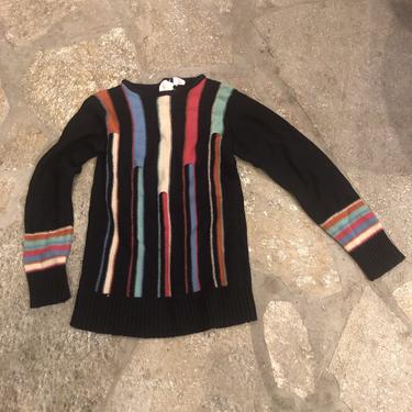1970s Optical Illusion Rainbow Knit Sweater