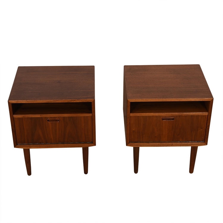 Pair of Danish Modern Walnut Night Stands  Accent Tables by Falster