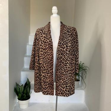 1950s Corduroy Leopard Swing Coat Vintage Size Medium 38 Bust 
